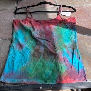 Hand Crafted Tie-Dye Spaghetti Strap Tank Top - Red, Blue, Green
